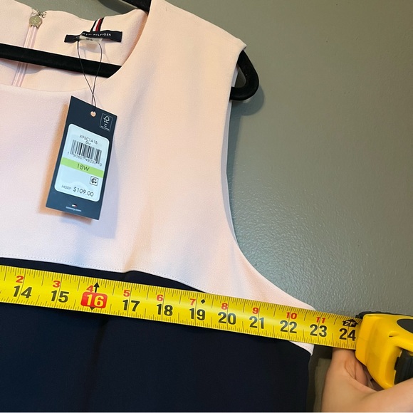 NWT Tommy Hilfiger Sz 18 Women’s Blue Pink Striped Scuba Sheath Midi Dress $109! - Picture 7 of 10